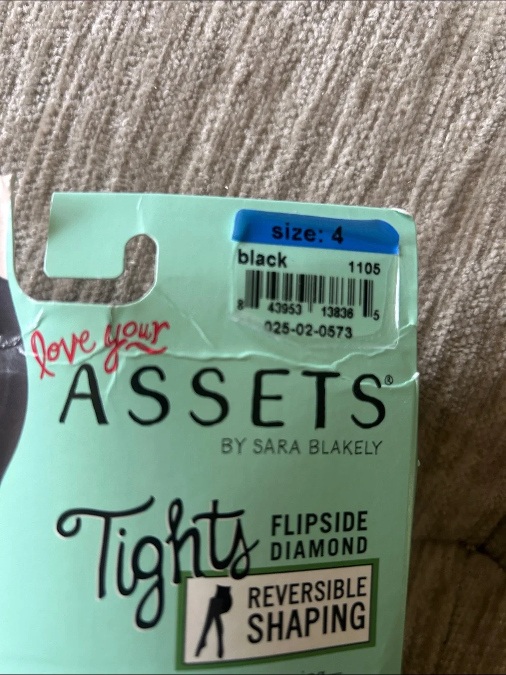 ASSETS by Sara Blakely Black Diamond-Pattern Reversible Tights Size 4